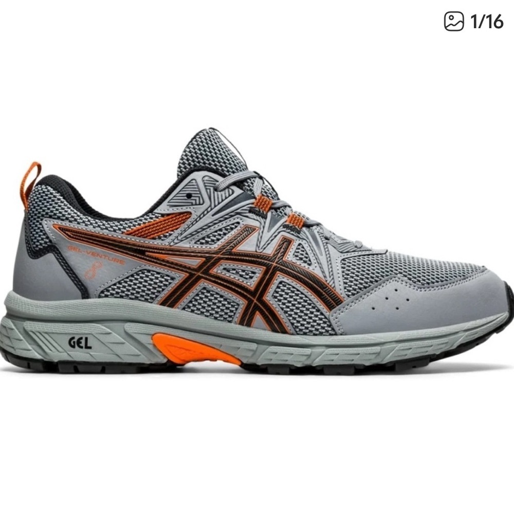 Asics Gray and Orange Gel-Venture 8 Running Sheet Rock Habanero Shoes Sz 13 SB-